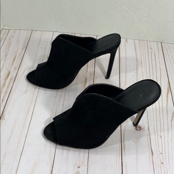 ASOS black suede heeled peep toes - Picture 5 of 8